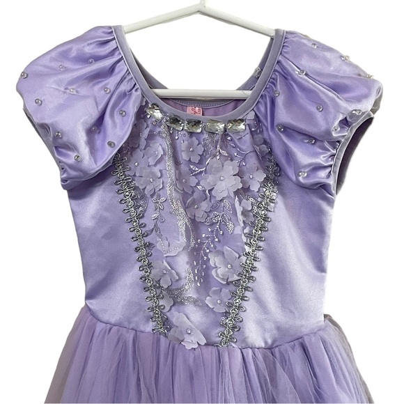 ReliBeauty Girls 5 Beaded Puff Sleeve Princess Sofia the First Costume Dress Up - Picture 2 of 13